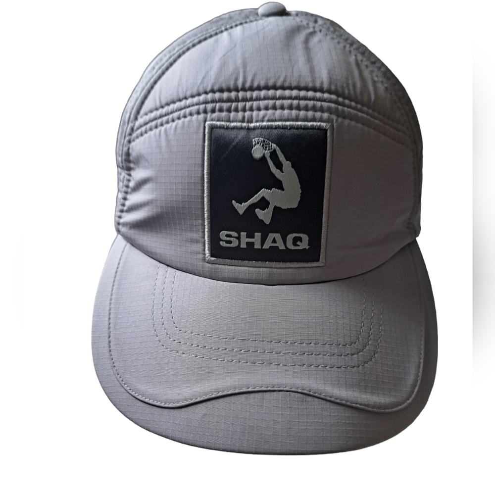 ZARA SHAQ light grey baseball cap hat quilted front slide adjustable back Medium